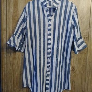 White blue striped blouse